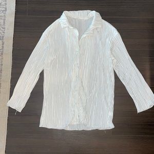 White textured blouse, part of set (pants also for sale)